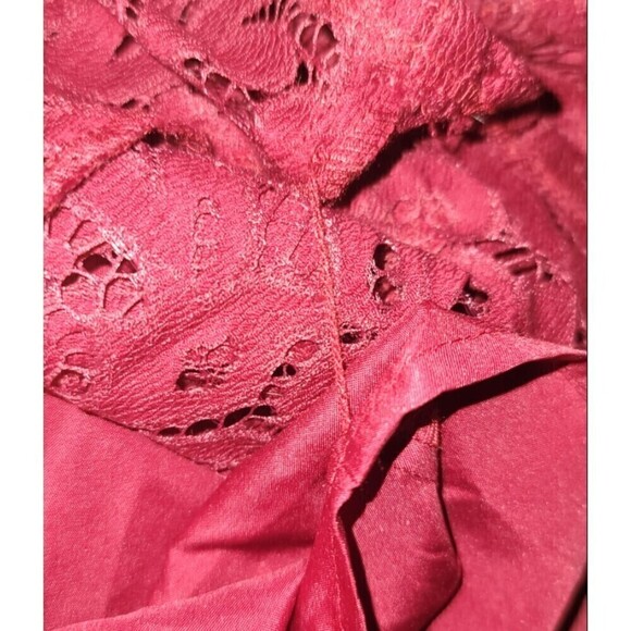 Ann Taylor LOFT Burgundy Layered Lace Shift Dress - Size 8 - Picture 10 of 12